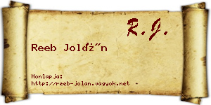 Reeb Jolán névjegykártya